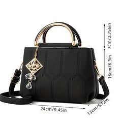 Stitching Detail Crossbody Bag PU Leather Satchel Purse