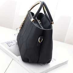 Stitching Detail Crossbody Bag PU Leather Satchel Purse