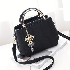Stitching Detail Crossbody Bag PU Leather Satchel Purse