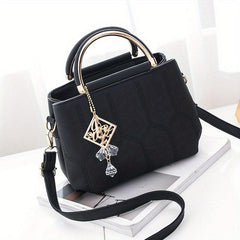 Stitching Detail Crossbody Bag PU Leather Satchel Purse