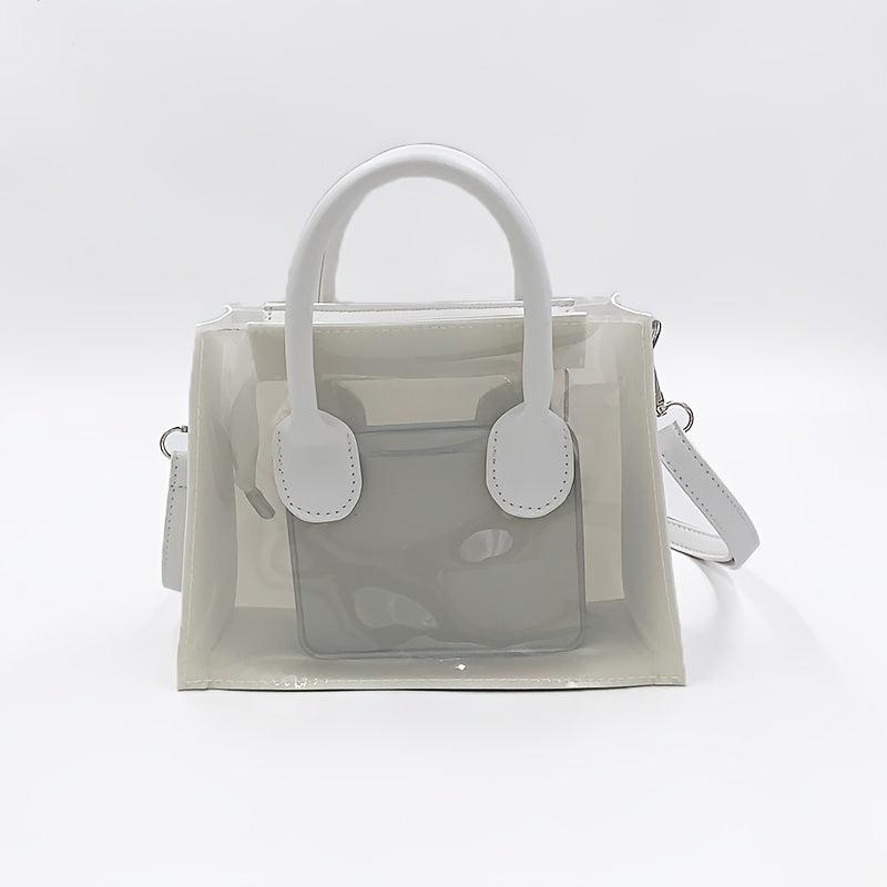 Waterproof Clear Tote Bag Solid Crossbody Bag Women's Top Handle Beach Purse