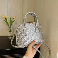 Vintage Embossed Shell Handbag Crossbody Bag Top Handle Satchel Purse