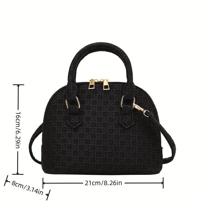 Vintage Embossed Shell Handbag Crossbody Bag Top Handle Satchel Purse
