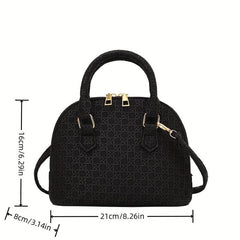 Vintage Embossed Shell Handbag Crossbody Bag Top Handle Satchel Purse