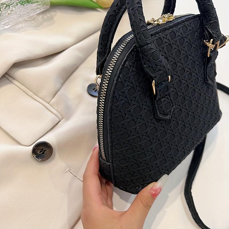 Vintage Embossed Shell Handbag Crossbody Bag Top Handle Satchel Purse