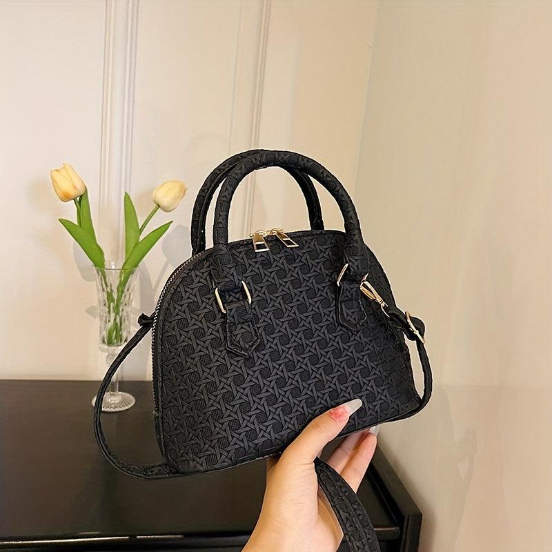 Vintage Embossed Shell Handbag Crossbody Bag Top Handle Satchel Purse