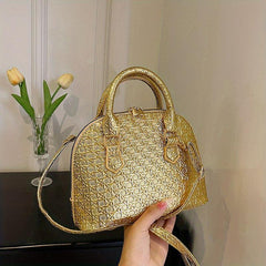 Vintage Embossed Shell Handbag Crossbody Bag Top Handle Satchel Purse