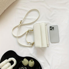 Mini Satchel Flap Crossbody Bag PU Leather Textured Bag Purse