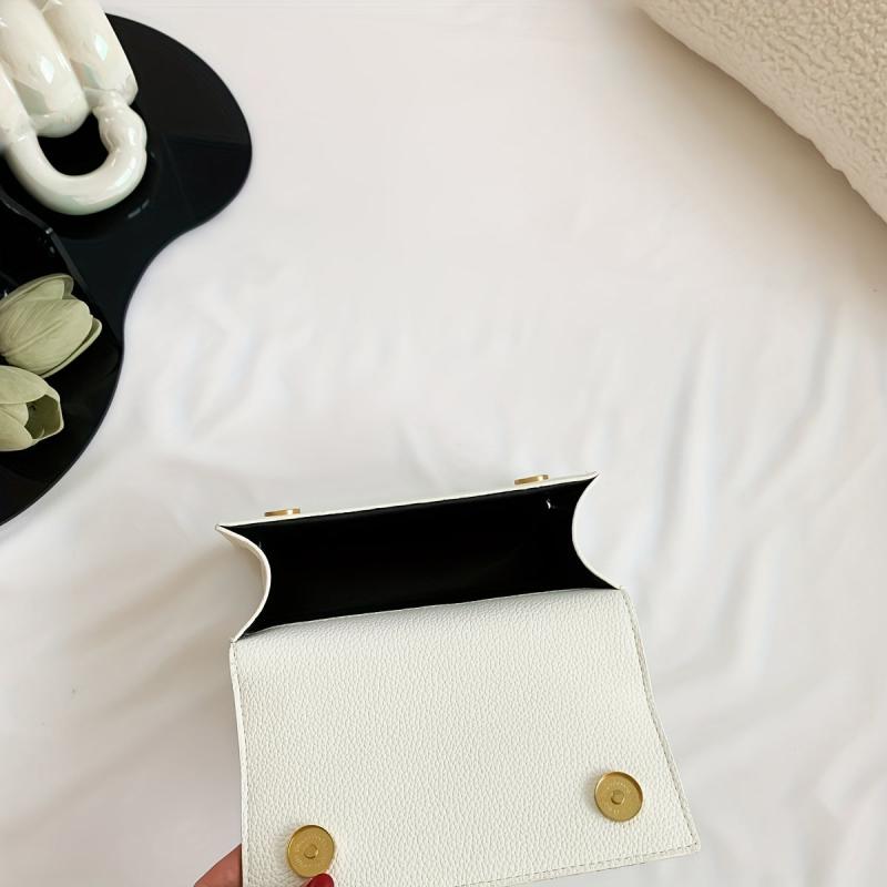 Mini Satchel Flap Crossbody Bag PU Leather Textured Bag Purse