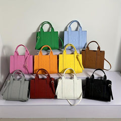 Small Satchel Square Crossbody Bag PU Leather Textured Bag Purse
