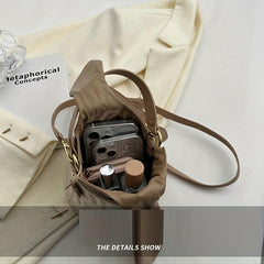 Minimalist Bunny Embossed Barrel Bag Drawstring Satchel