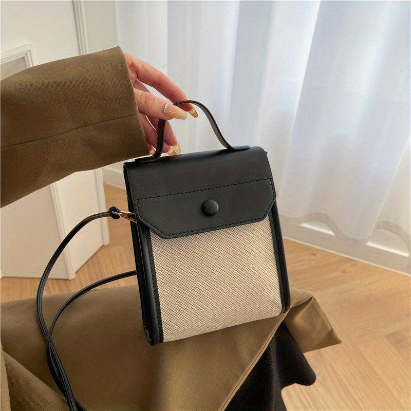 Mini Block Top Handle Versatile Handbag Flap Magnet Shoulder Bag
