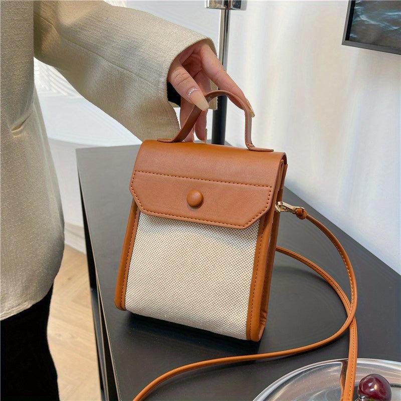 Mini Block Top Handle Versatile Handbag Flap Magnet Shoulder Bag
