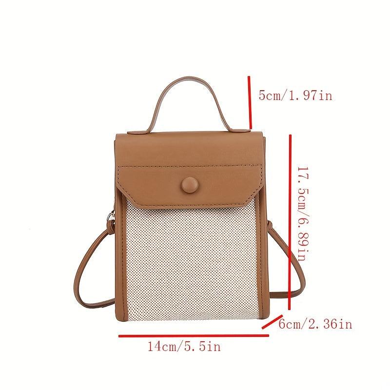 Mini Block Top Handle Versatile Handbag Flap Magnet Shoulder Bag