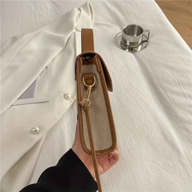 Mini Block Top Handle Versatile Handbag Flap Magnet Shoulder Bag