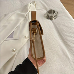 Mini Block Top Handle Versatile Handbag Flap Magnet Shoulder Bag