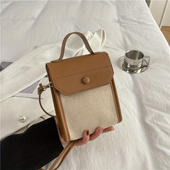 Mini Block Top Handle Versatile Handbag Flap Magnet Shoulder Bag
