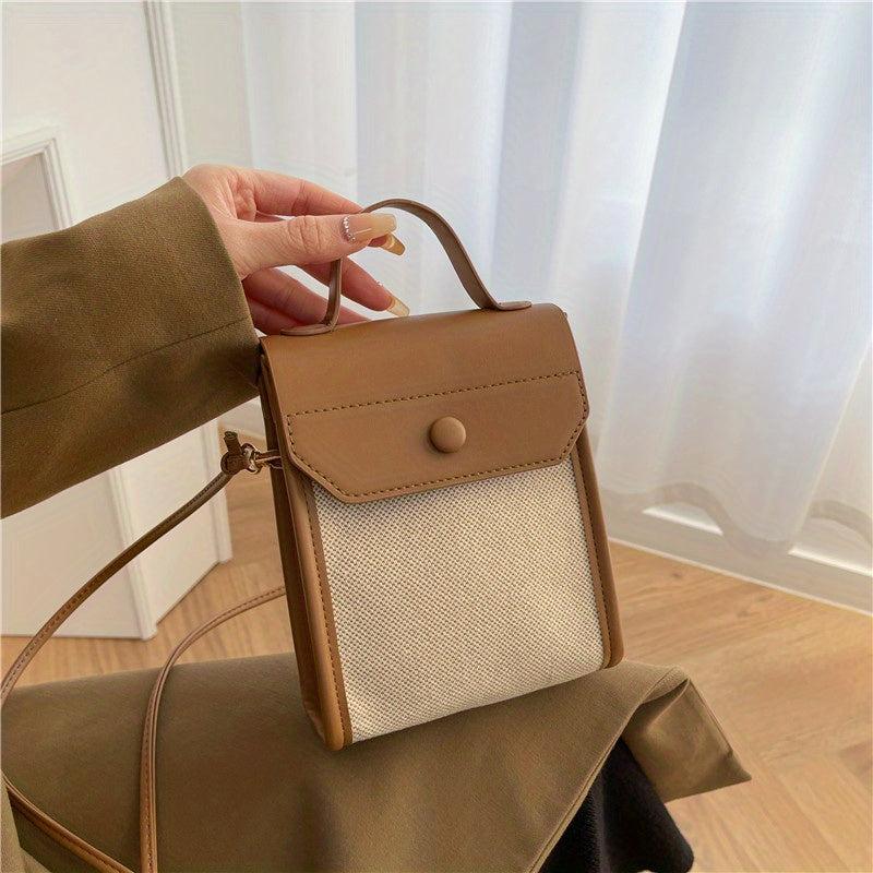 Mini Block Top Handle Versatile Handbag Flap Magnet Shoulder Bag