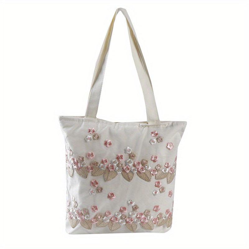 Flower Lace Tote Bag Eco Shoulder Handbag School Shopping