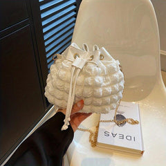 Ruched Bucket Bag with Chain Strap