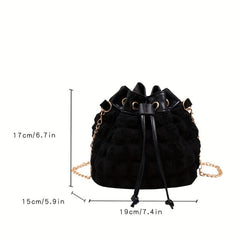 Ruched Bucket Bag with Chain Strap