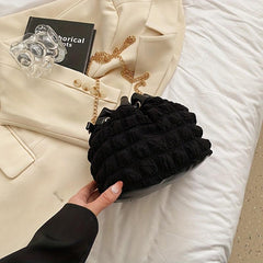Ruched Bucket Bag with Chain Strap