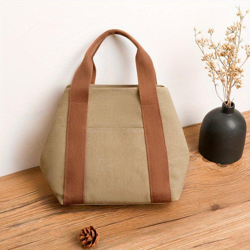 Casual Canvas Bag Top Handle Zipper Handbag Storage Handbag