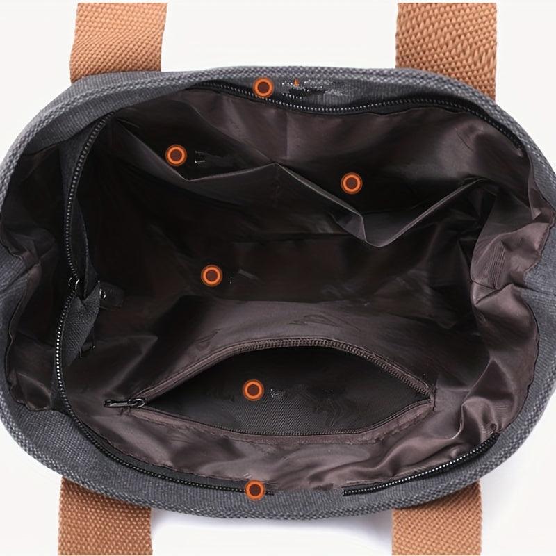 Casual Canvas Bag Top Handle Zipper Handbag Storage Handbag