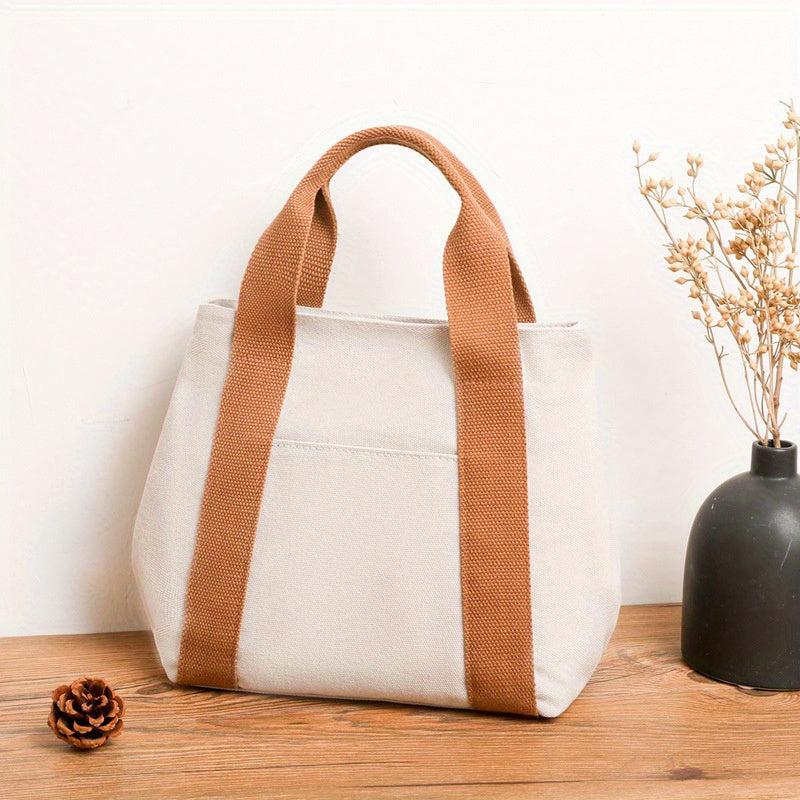 Casual Canvas Bag Top Handle Zipper Handbag Storage Handbag