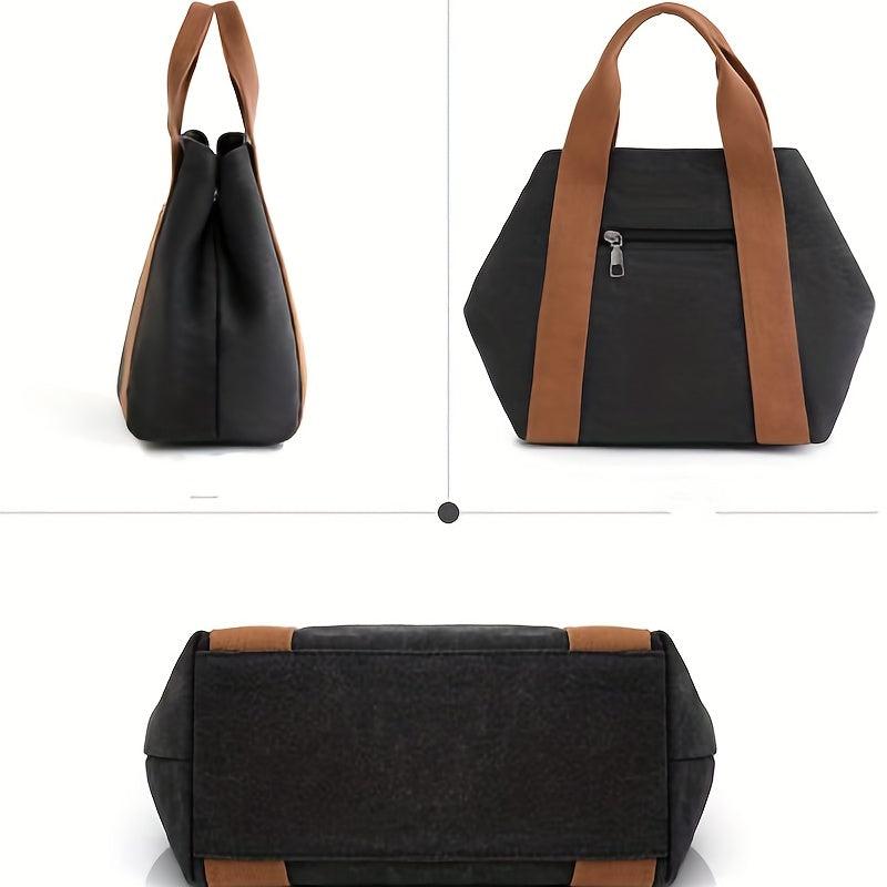 Casual Canvas Bag Top Handle Zipper Handbag Storage Handbag