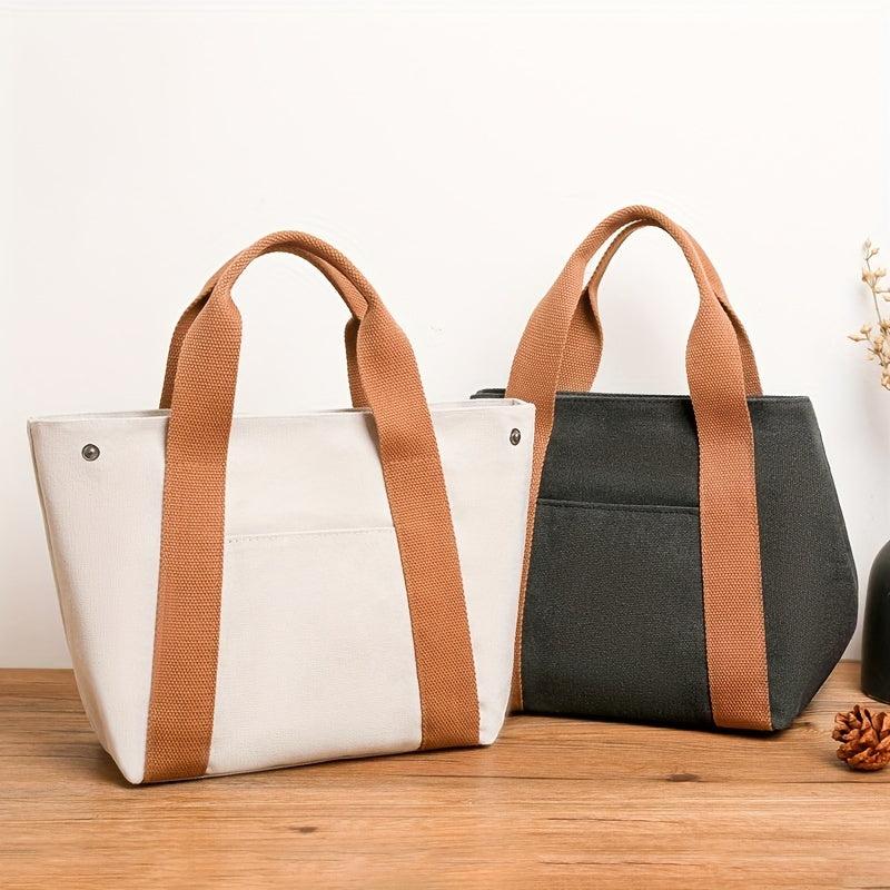 Casual Canvas Bag Top Handle Zipper Handbag Storage Handbag
