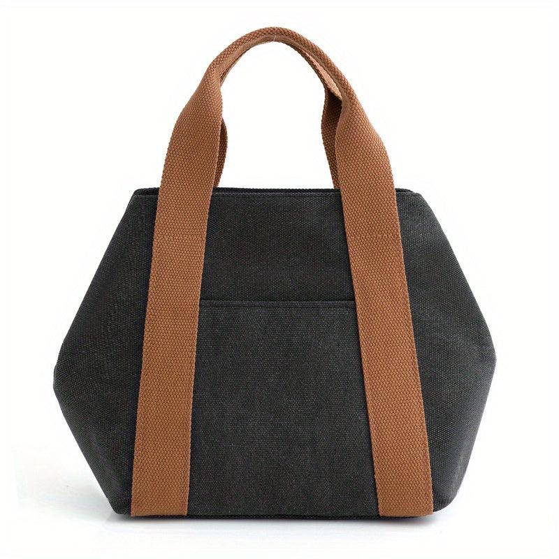 Casual Canvas Bag Top Handle Zipper Handbag Storage Handbag