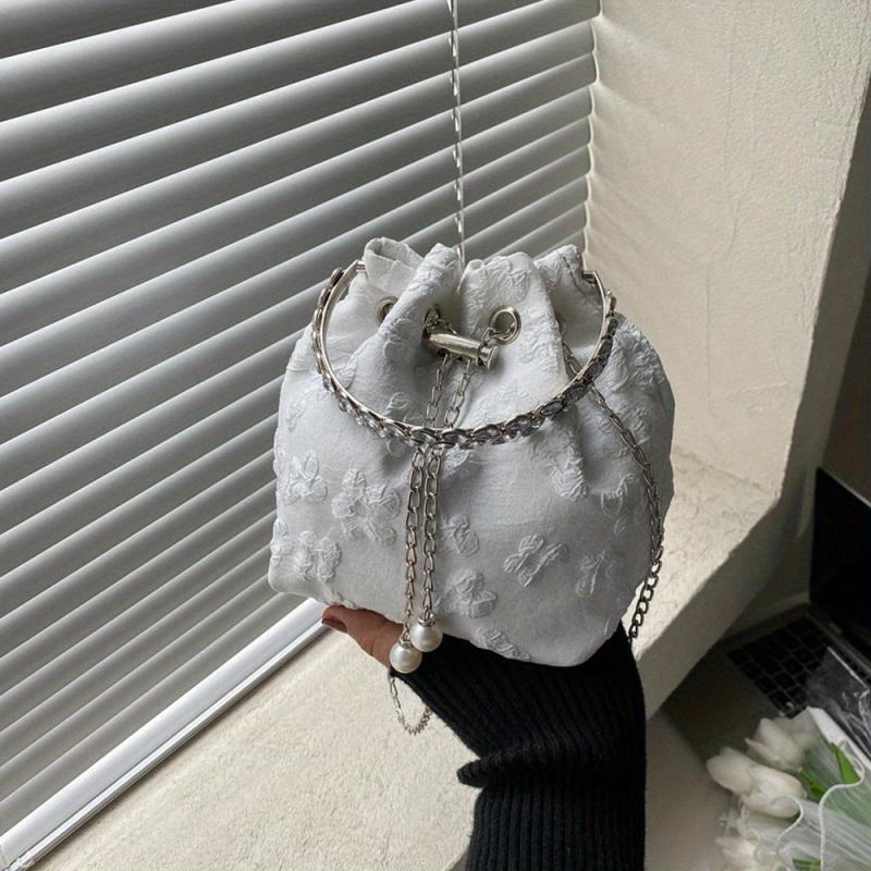 Mini Floral Drawstring Bucket Bag Top Handle Purse Women's Classic Crossbody