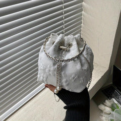 Mini Floral Drawstring Bucket Bag Top Handle Purse Women's Classic Crossbody
