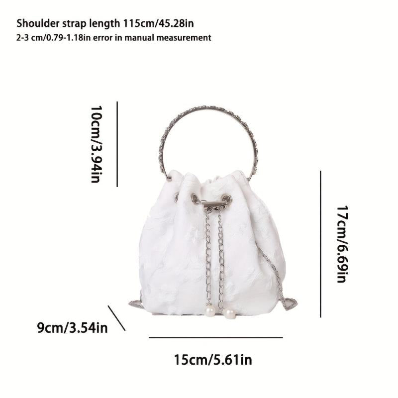 Mini Floral Drawstring Bucket Bag Top Handle Purse Women's Classic Crossbody