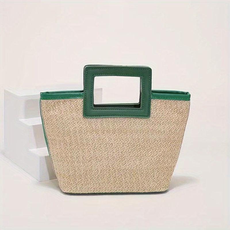 Straw Woven Handbag Lightweight Decorative Tote Bag Summer Beach Bag