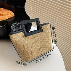 Straw Woven Handbag Lightweight Decorative Tote Bag Summer Beach Bag