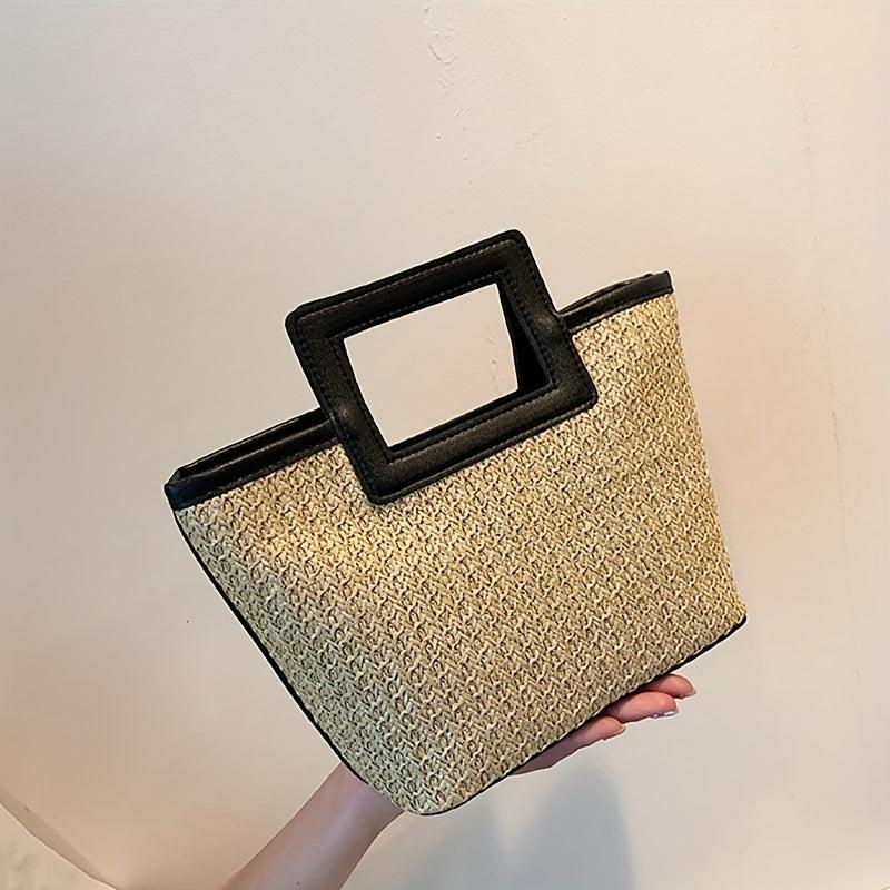 Straw Woven Handbag Lightweight Decorative Tote Bag Summer Beach Bag