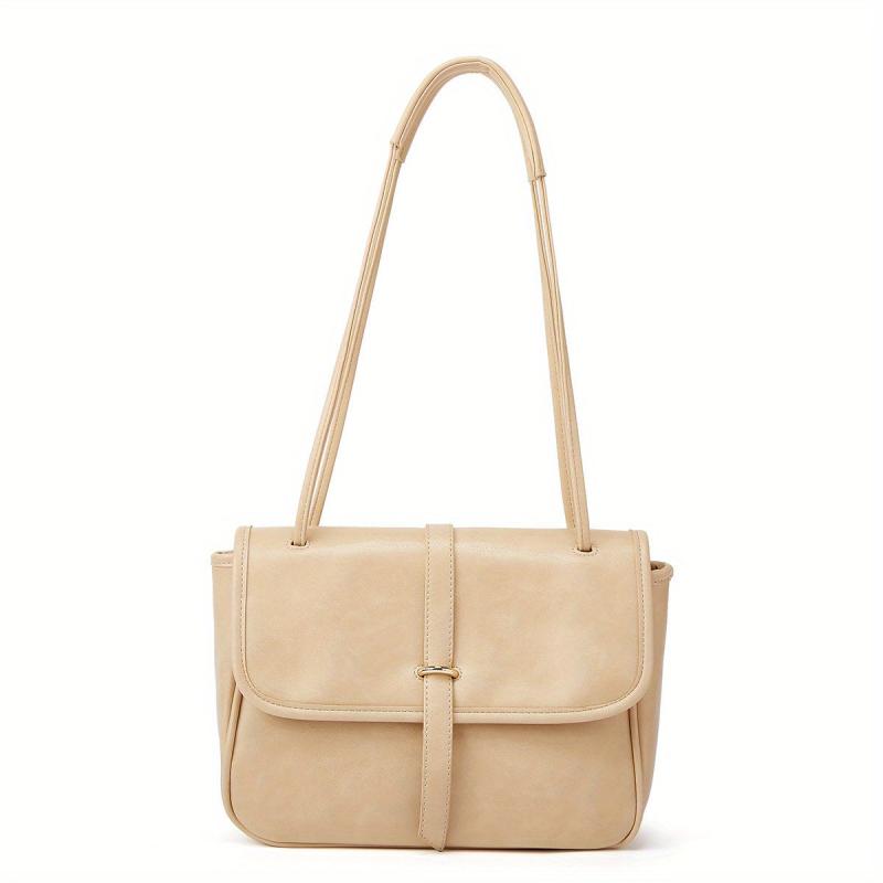 Vintage Square Flap Crossbody Bag Retro PU Leather Shoulder Bag