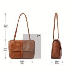 Vintage Square Flap Crossbody Bag Retro PU Leather Shoulder Bag