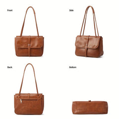 Vintage Square Flap Crossbody Bag Retro PU Leather Shoulder Bag