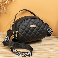 Argyle Quilted Crossbody Bag Double Zipper Purse