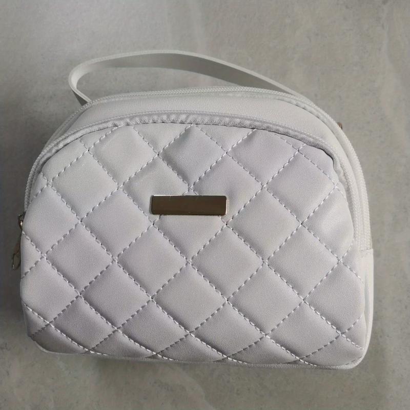 Argyle Quilted Crossbody Bag Double Zipper Purse