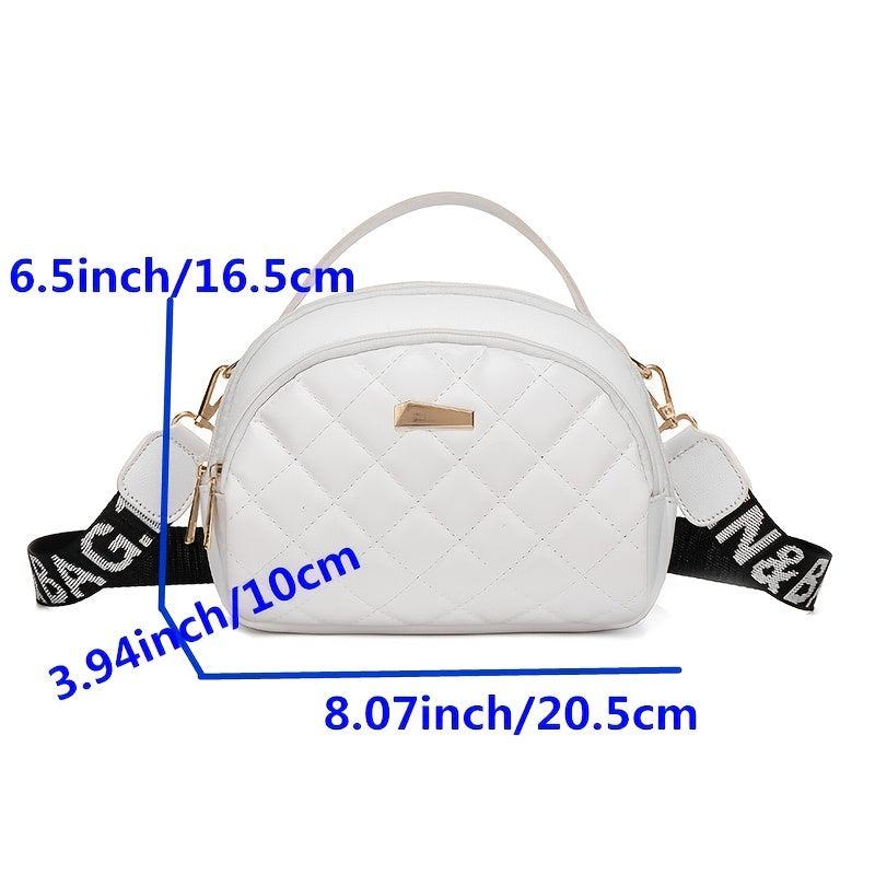 Argyle Quilted Crossbody Bag Double Zipper Purse