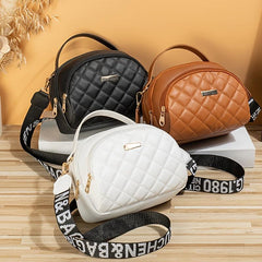 Argyle Quilted Crossbody Bag Double Zipper Purse
