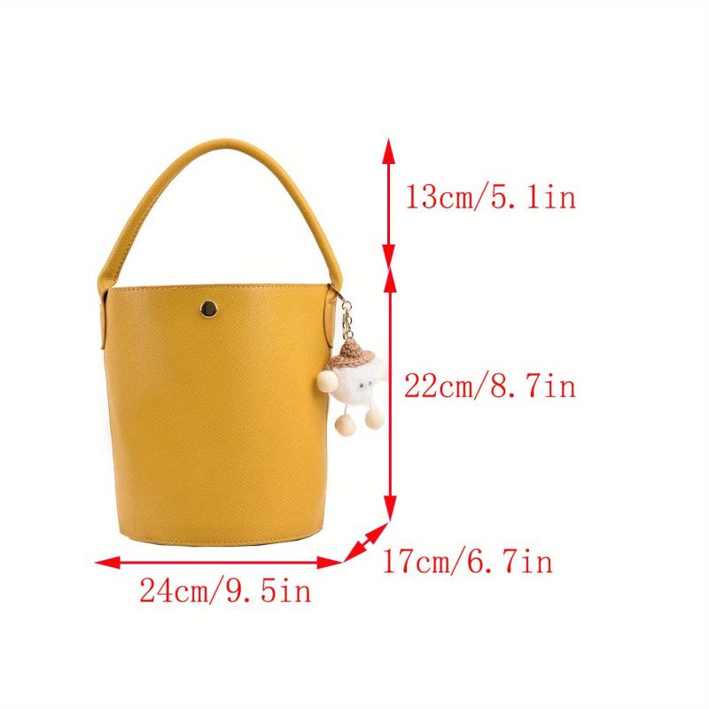 Classy Plain Bucket Bag Buckle Handbag Women's Handbag Handle Bag