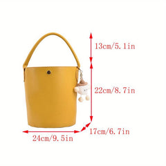 Classy Plain Bucket Bag Buckle Handbag Women's Handbag Handle Bag