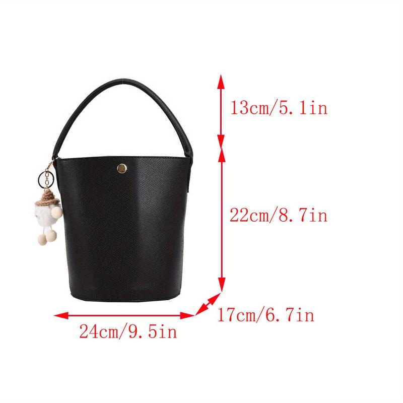 Classy Plain Bucket Bag Buckle Handbag Women's Handbag Handle Bag
