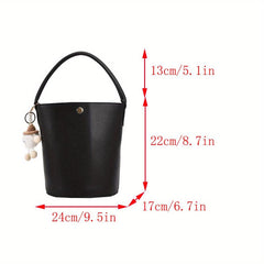 Classy Plain Bucket Bag Buckle Handbag Women's Handbag Handle Bag