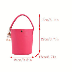 Classy Plain Bucket Bag Buckle Handbag Women's Handbag Handle Bag